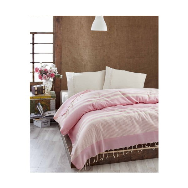 Lehký přehoz přes postel Hereke Pink, 200 x 235 cm