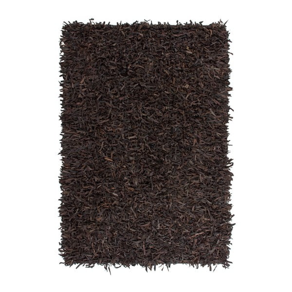 Tmavě hnědý kožený koberec Rodeo, 80x150cm
