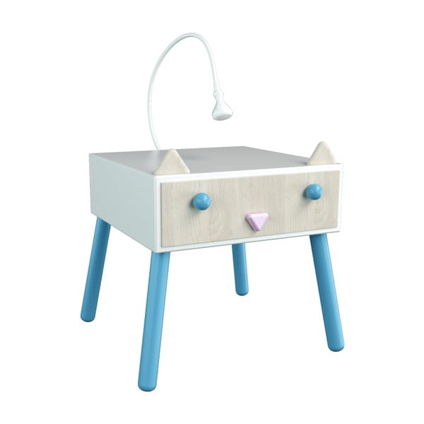 Noční stolek s modrými detaily Dotties Kočička