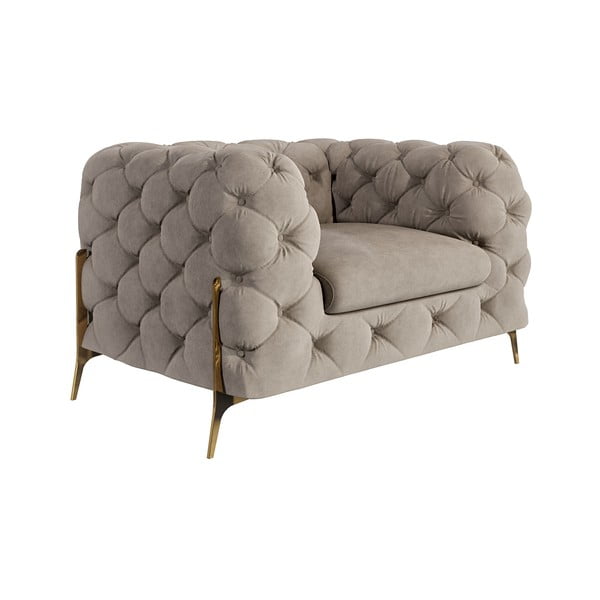 Hall-beež sametist tugitool Chelsea Bis – Ropez