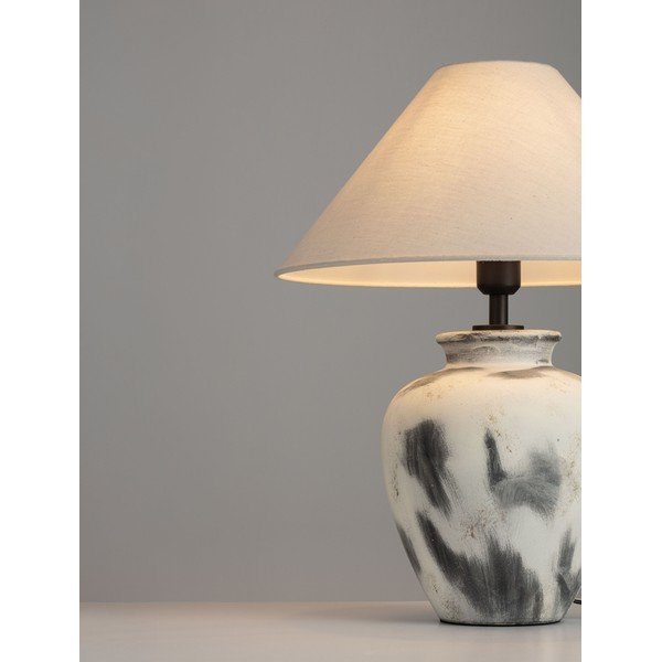 Valge/hall keraamiline laualamp tekstiilist varjuga (kõrgus 55 cm) Lupe - Nova Luce-image-4