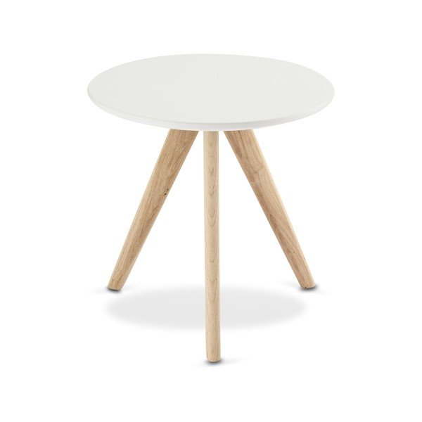 Valge kohvilaud tammepuust jalgadega , Ø 40 cm Life - Furnhouse-image-3