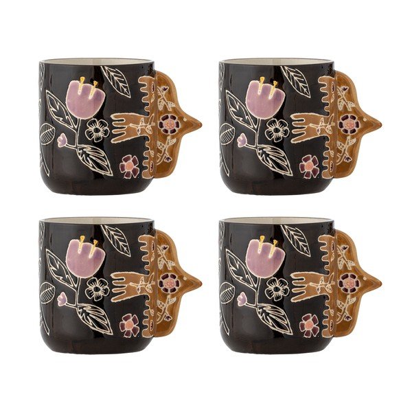 Tumepruunid keraamilised tassid latte jaoks 4 tk komplektis, 325 ml Vivielle - Bloomingville