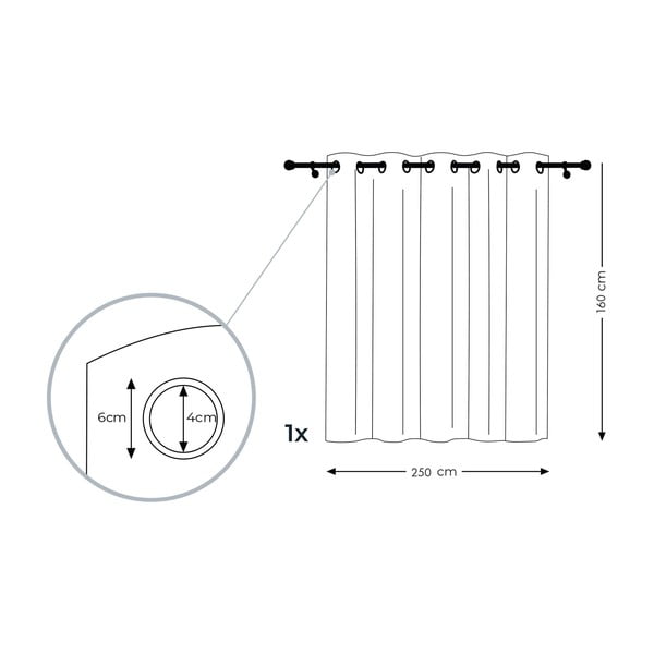 Beež kardin , 160 x 250 cm Voile Eyelets - AmeliaHome-image-3