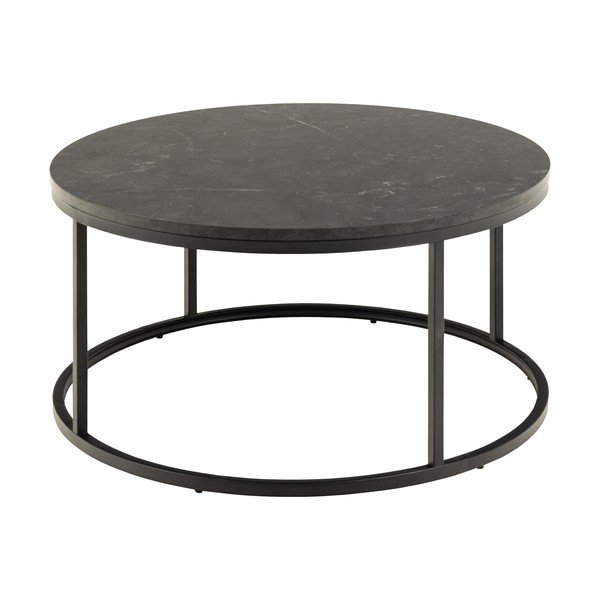 Must ümmargune marmori imitatsiooniga diivanilaud ø 80 cm Spiro - Actona-image-4