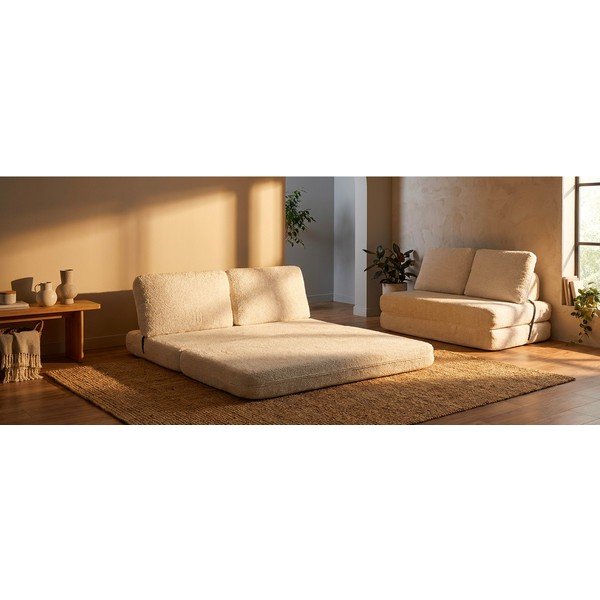 Valge buklee kangast diivanvoodi 150 cm Faster - Mauro Ferretti-image-1