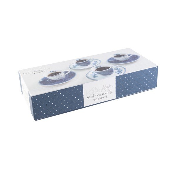 Sada 4 porcelánových hrnků na espresso s podšálky Creative Tops Vintage Indigo-image-4