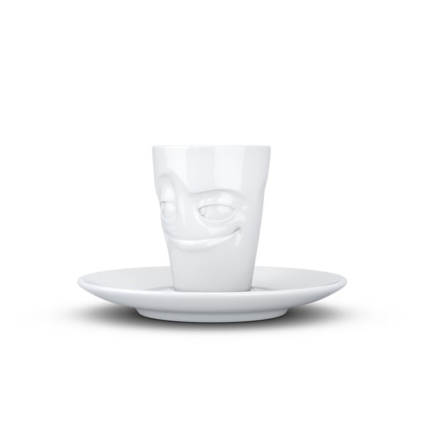 Valge naeratav portselanist espressotass koos taldrikuga , maht 80 ml - 58products-image-4