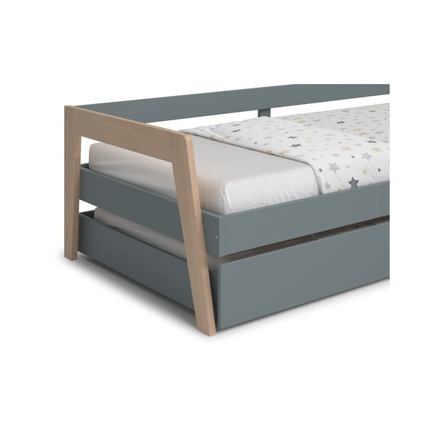 Hallikasroheline männipuidust lastevoodi välja tõmmatava voodi ja panipaigaga 90x200 cm Carrie - Marckeric-image-1