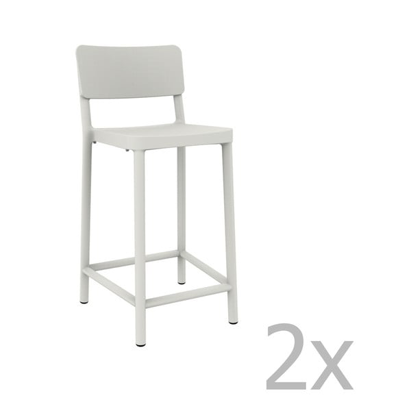 Sada 2 bílých barových židlí vhodných do exteriéru Resol Lisboa Simple, výška 92,2 cm