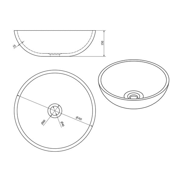 Tumesinine keraamiline ümmargune valamu ø 41 cm Priori - Sapho-image-3