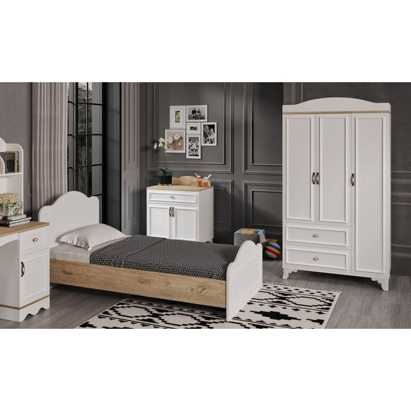 Valge-puiduvärvi üheinimesevoodi 90x190 cm Alessa - Kalune Design-image-2