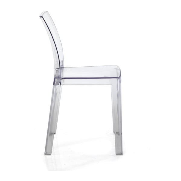 Sada 2 transparentních plastových jídelních židlí vhodných do exteriéru Tomasucci Mia