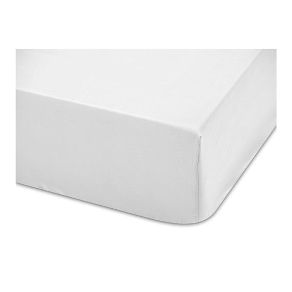 Bílé bavlněné elastické prostěradlo Boheme Basic, šířka 90 cm