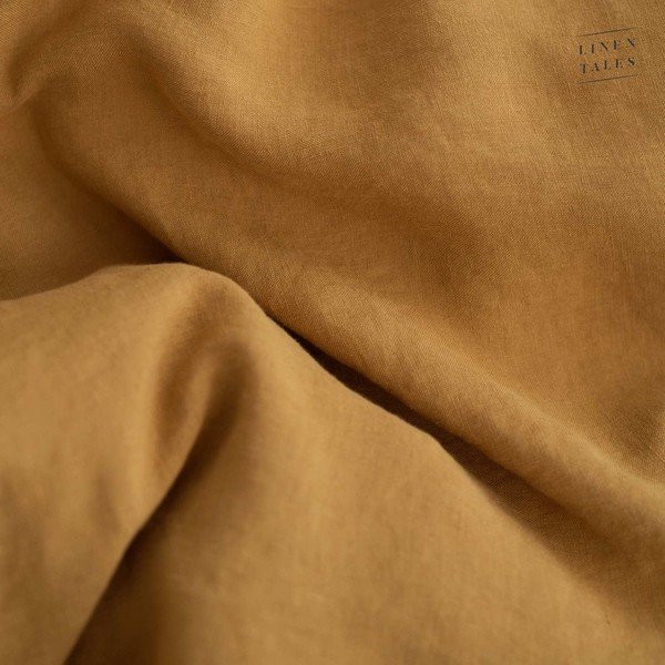 Kollane kanepikiust tekikott 200x200 cm Amber – Linen Tales-image-1