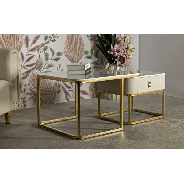 Kreemid/kuldsed diivanilauad 2 tk komplektis 50x70 cm Beauty - Mauro Ferretti-image-1