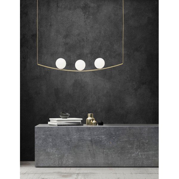 Valge/messingvärvi metallist rippvalgusti klaasist varjuga Vitton - Nova Luce-image-1