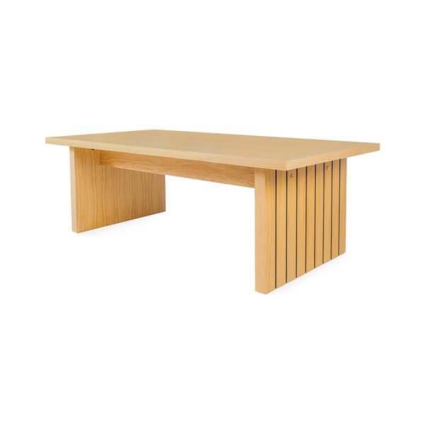 Naturaalset värvi tammepuidust kohvilaud 60x120 cm Stripe - Woodman-image-3