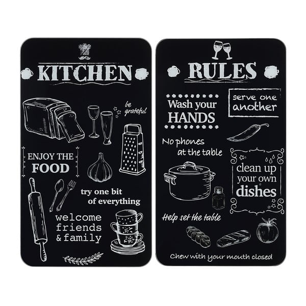 Karastatud klaasist pliidikatted 2tk komplektis 52x30 cm Kitchen Rules - Maximex