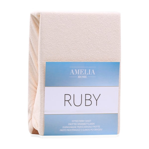 Beež kummiga froteelina 160x200 cm Ruby – Restilo-image-2