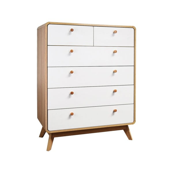 Kõrge tammedekooriga valge kummut 81x104 cm Caitlin - Støraa-image-2