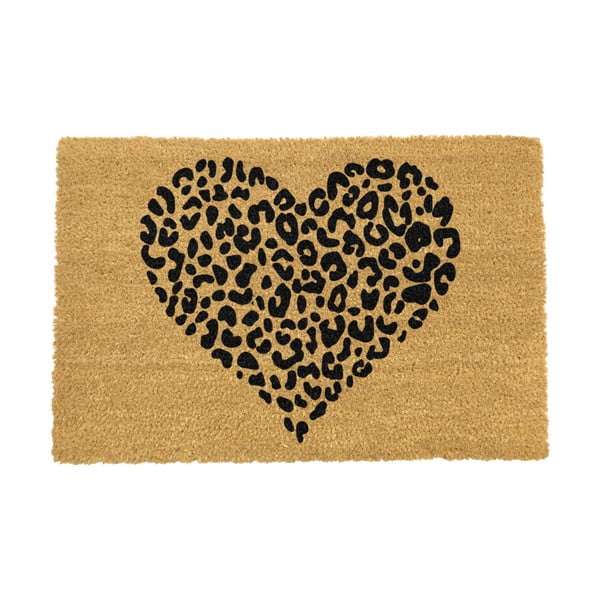 Must looduslik kookosmatt , 40 x 60 cm Leopard Heart - Artsy Doormats