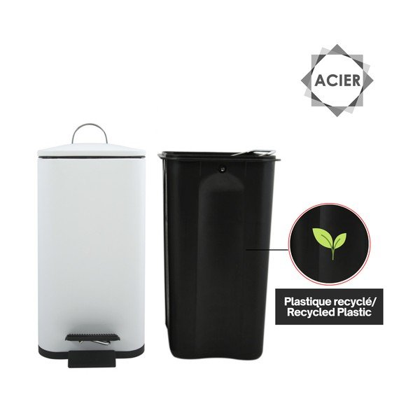 Matt valge terasest prügikast 5 l Erik - Spirella-image-3