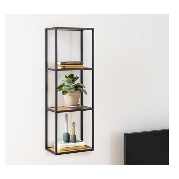 Must tammedekooriga seina raamaturiiul 37x108 cm Seaford - Actona-image-4