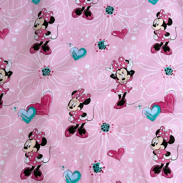 Roosa puuvillane beebivoodipesu 100x135 cm Minnie Flowers - Jerry Fabrics-image-4