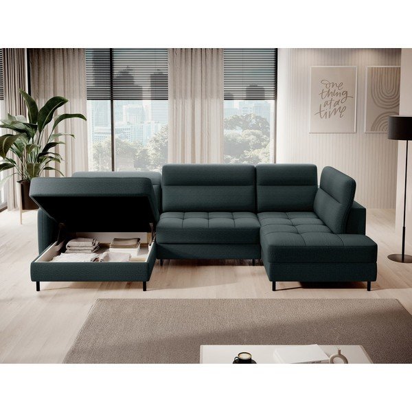 Roheline sametist lahtikäiv/sahtliga nurgadiivan (parem nurk/U-kujuline) Berrto – ELTAP-image-3