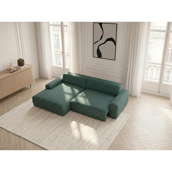 Roheline diivanvoodi/elektrilise istmepikendusega nurgadiivan (vasak nurk) Abel - Bobochic Paris-image-3