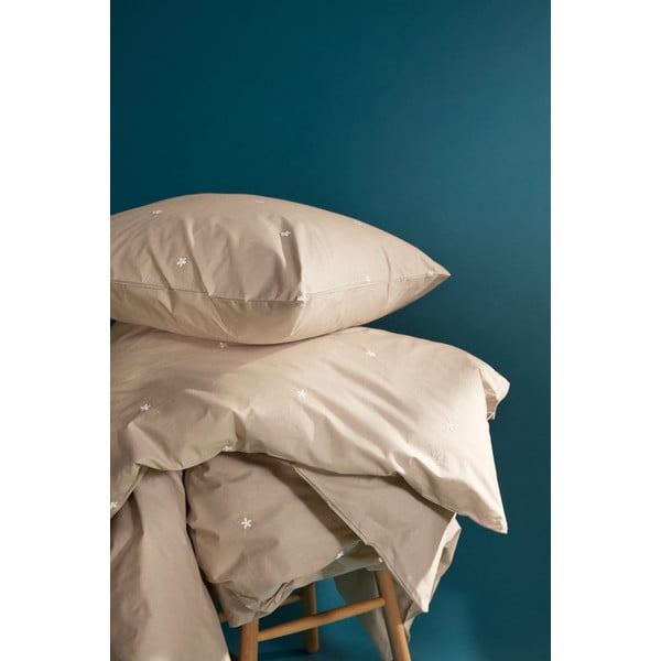 Beež perkal-puuvillast voodipesu üheinimesevoodile 140x200 cm Daisy - JUNA-image-1