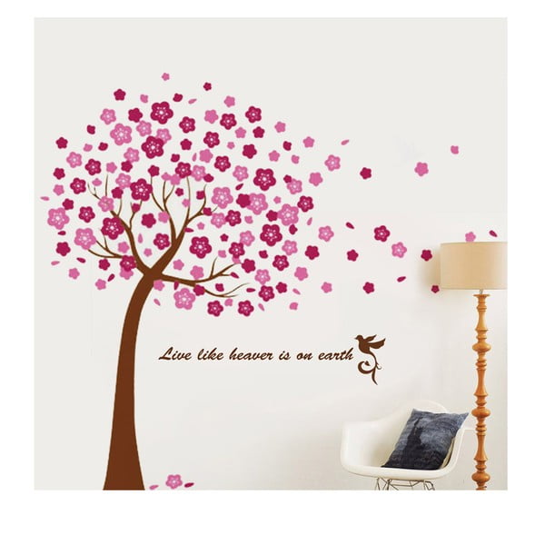 Samolepka na stěnu WALPLUS Velký růžový strom