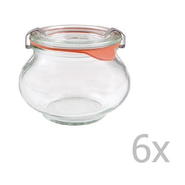 Sada 6 dekorativních zavařovacích sklenic Weck Schmuck, 560 ml