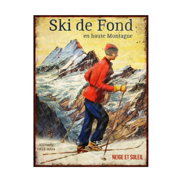 Dekoratiivne metallist silt Ski de Fond, 25 x 33 cm - Antic Line