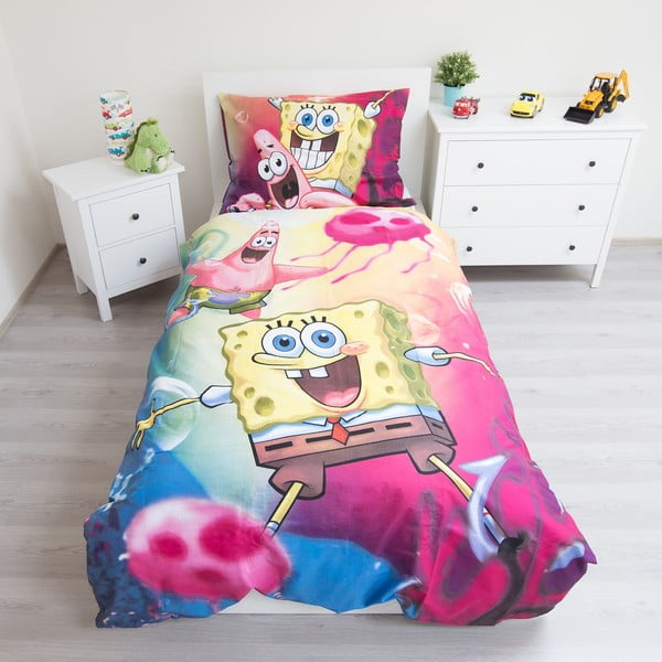Puuvillane lastevoodipesu üheinimesevoodile 140x200 cm Sponge Bob - Jerry Fabrics-image-1