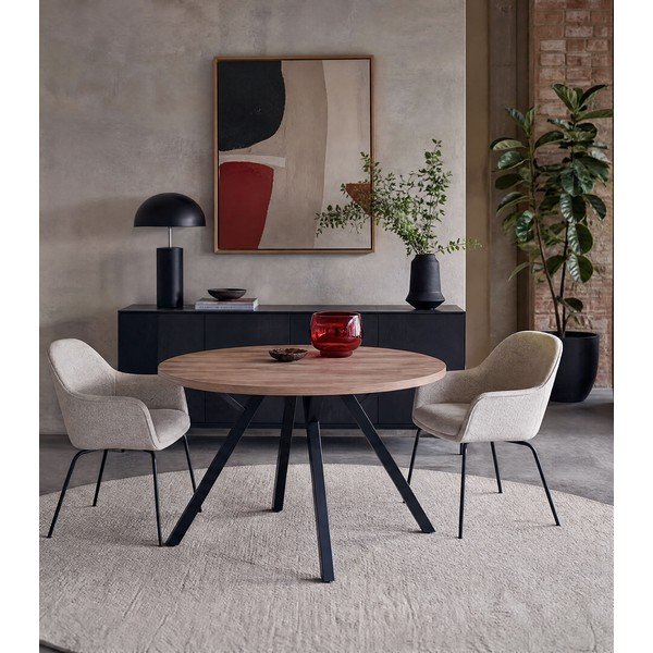 Ümmargune söögilaud tammepuust ø 120 cm Beni - Marckeric-image-1