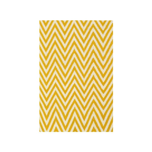 Vlněný koberec Zig Zag Yellow, 200x140 cm