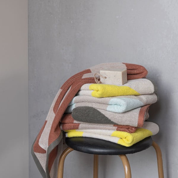 Kollane froteerätik orgaanilisest puuvillast 50x90 cm Diagonal - Mette Ditmer Denmark-image-3