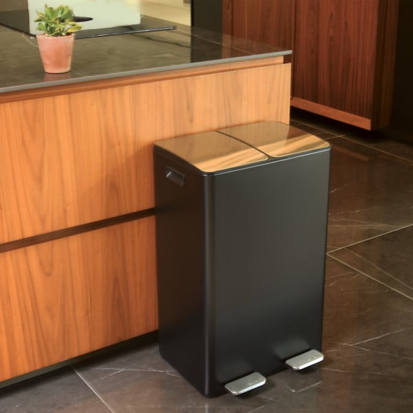 Matt must terasest prügikast 2x30 l sorteeritud jäätmete jaoks/pedaaliga Aliya - Spirella-image-3