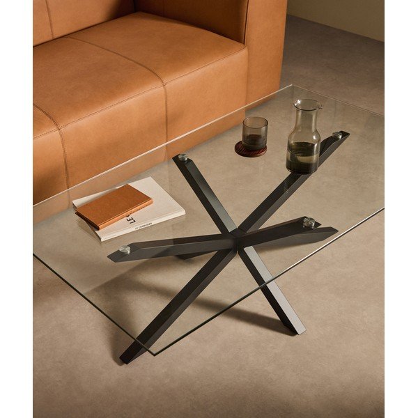 Must kohvilaud klaasist pealispinnaga 70x130 cm Argo - Kave Home-image-1
