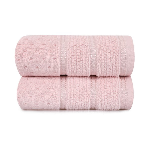Komplekt 2 roosa puuvillast rätikut, 50 x 90 cm Arella - Foutastic