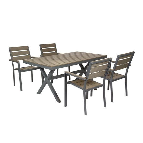 Zahradní stůl a 4 židle Lorca Grey