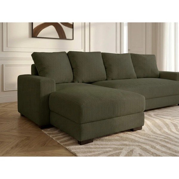 Roheline velvetist diivanvoodi/panipaigaga nurgadiivan (vasak nurk/diivanvoodiga) Campi - Bobochic Paris-image-4