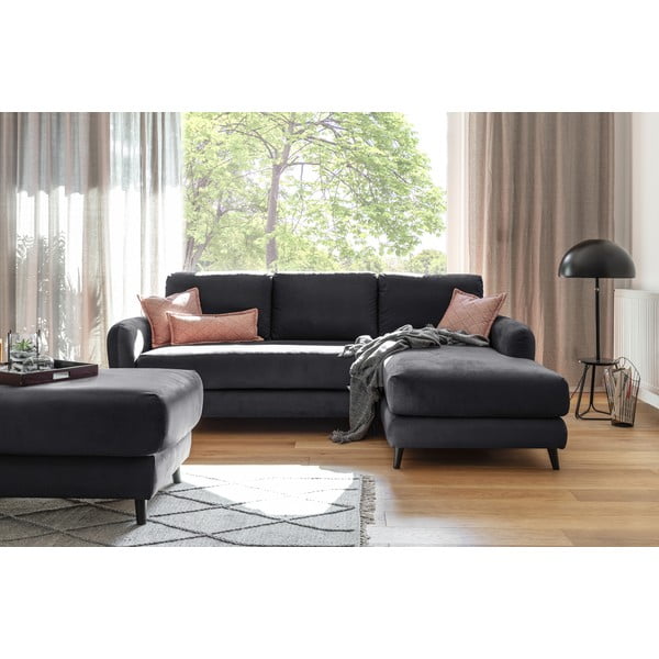 Tumehall sametist nurgadiivan koos jalatoega , paremas nurgas Cosy Claire - Miuform-image-3