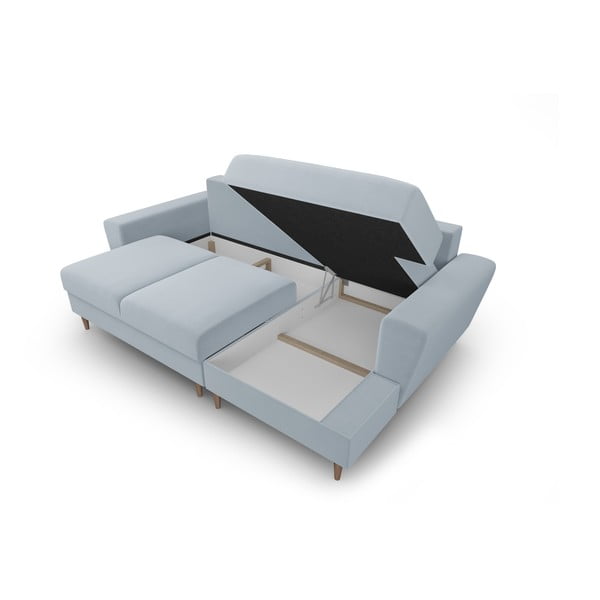 Helesinine sametist panipaigaga nurgadiivanvoodi (parem nurk) Kyoto - Cosmopolitan Design-image-3