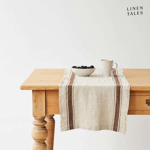 Linane linik 40x200 cm Mocca Stripe Vintage - Linen Tales