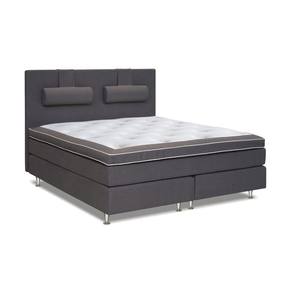 Tmavě šedá postel s matrací Gemega Hilton, 140x200 cm