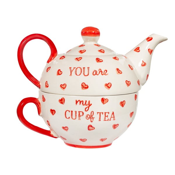 Punane ja valge keraamiline teekomplekt You are My Cup of Tea - Sass & Belle