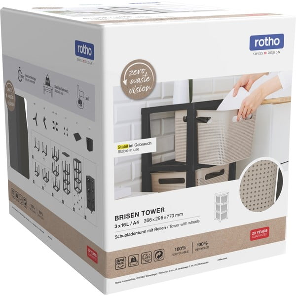 Must-hall plastikust ratastega riiul 30x77 cm Brisen – Rotho-image-4